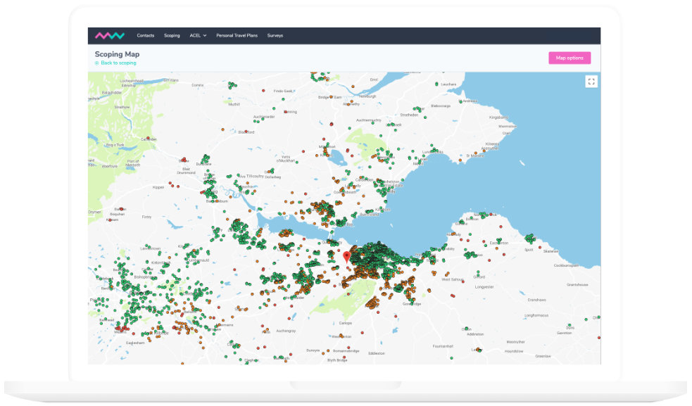 Mobilityways dashboard ACEL scoping report screen